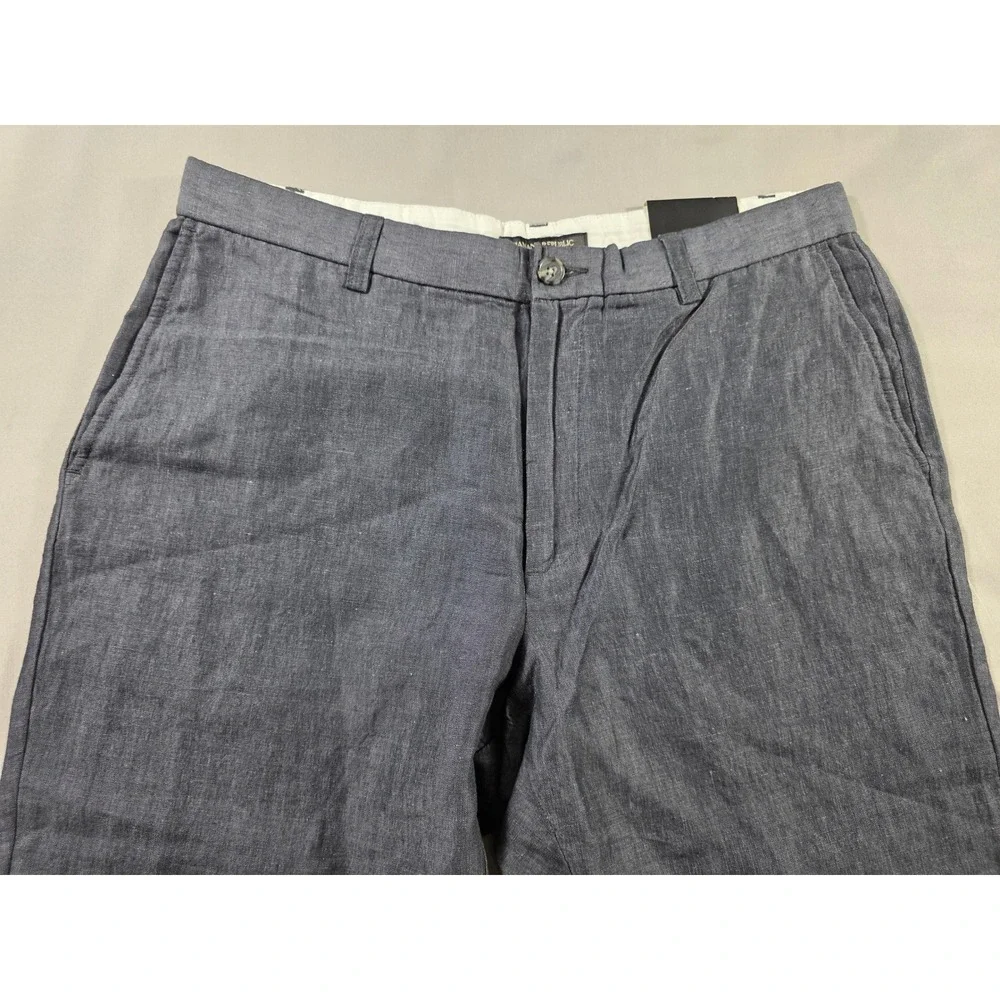 Banana Republic Gavin Straight Fit Pants Mens 34x32 Gray Linen Blend NEW